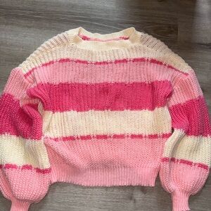 SHEIN Pink and Cream Striped Sweater